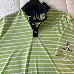 FootJoy Lime and Navy Striped Polo Shirt